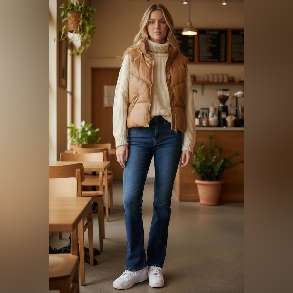 Walter Baker Lamb Leather Tan Puffer Vest